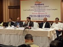Fertiliser Secretary, GOI briefing the press on Talcher Fertiliser Plant at Bhubaneswar, Odisha