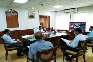 Fertilizers Minister Shri Sadananda Gowada ji,Held a meeting of Talcher Fertilisers Ltd to review the progress of upcoming urea unit of Talcher in Odisha with S.N. Yadav, MD and S. Gawade, Director(operations) date 23 June 20